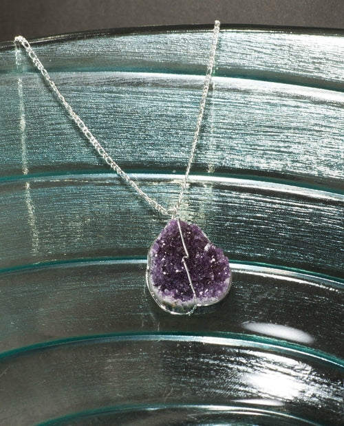 Silver Druse Crystal Pendant