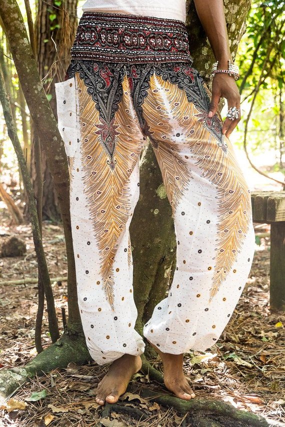 White Peacock Boho Pants